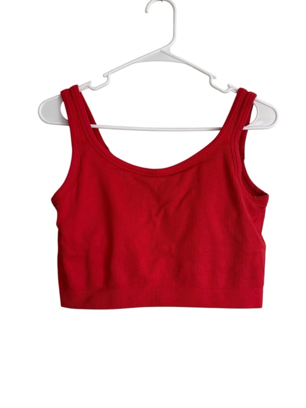 Jockey pinkish red Ribbed Crop Tank Top- built in bra size L